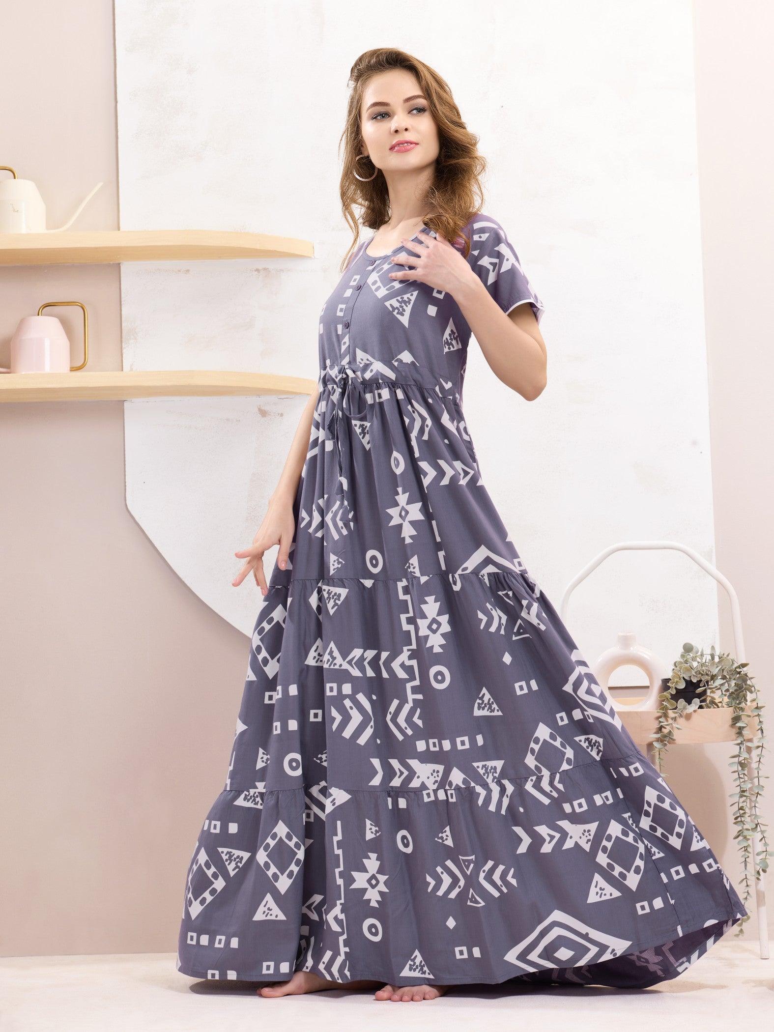 Rayon Flare Nighty – Soft & Stylish Sleepwear for Women - floramour.in