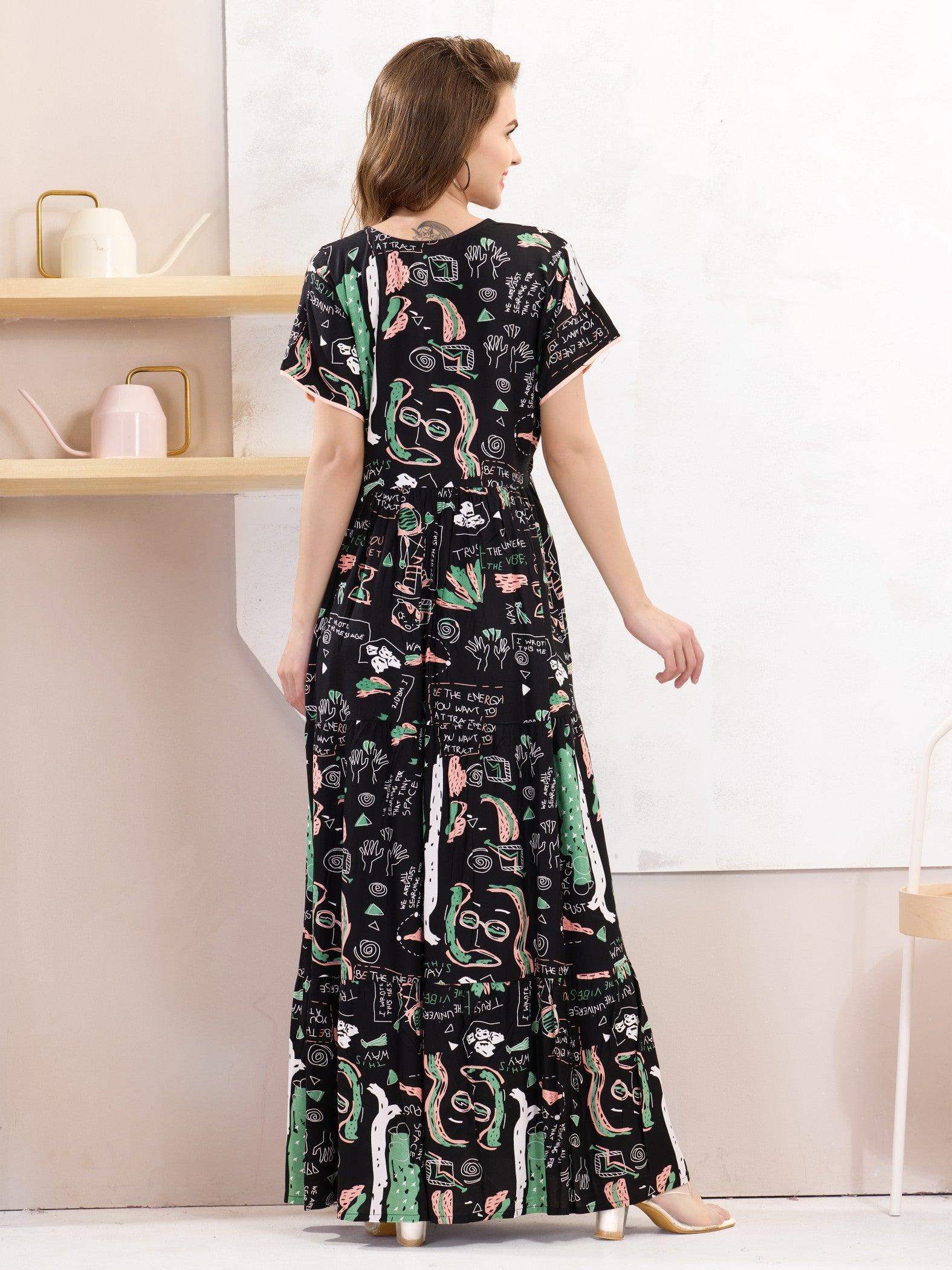 Dreamy Rayon Flare Nighty – Soft, Cozy & Stylish - floramour.in