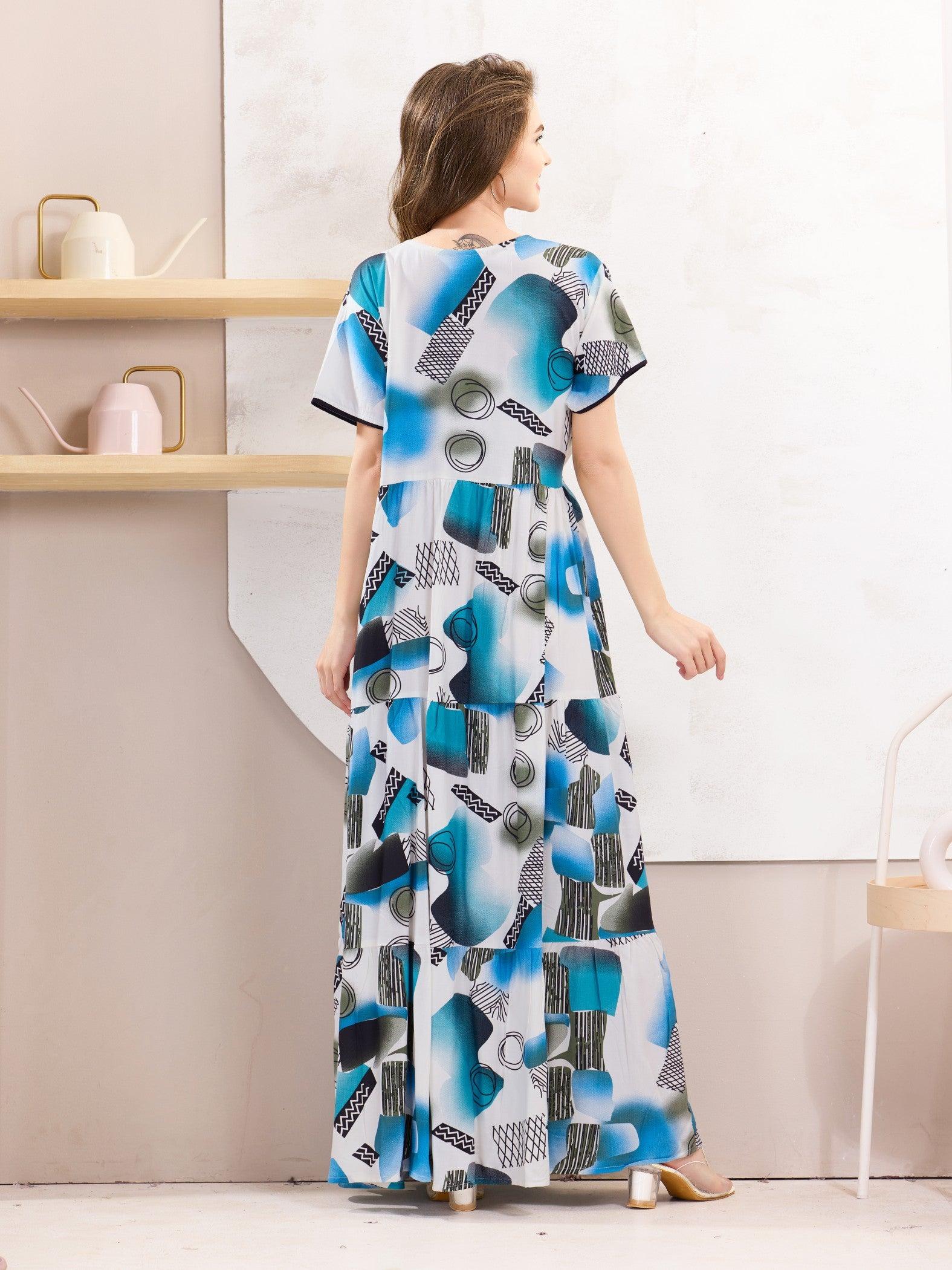 Relaxed Fit Rayon Flare Nighty – Designed for Comfort & Style - floramour.in