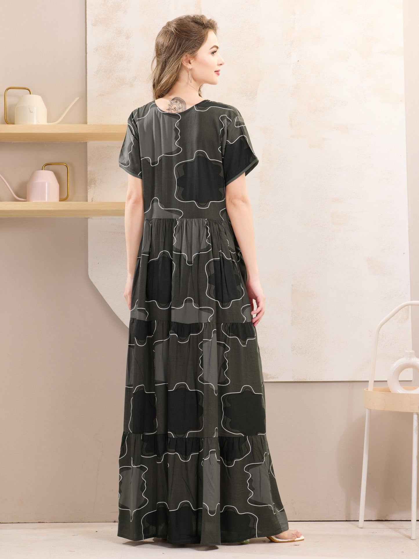 Women’s Rayon Flare Nighty – Breathable & Flowing Design - floramour.in