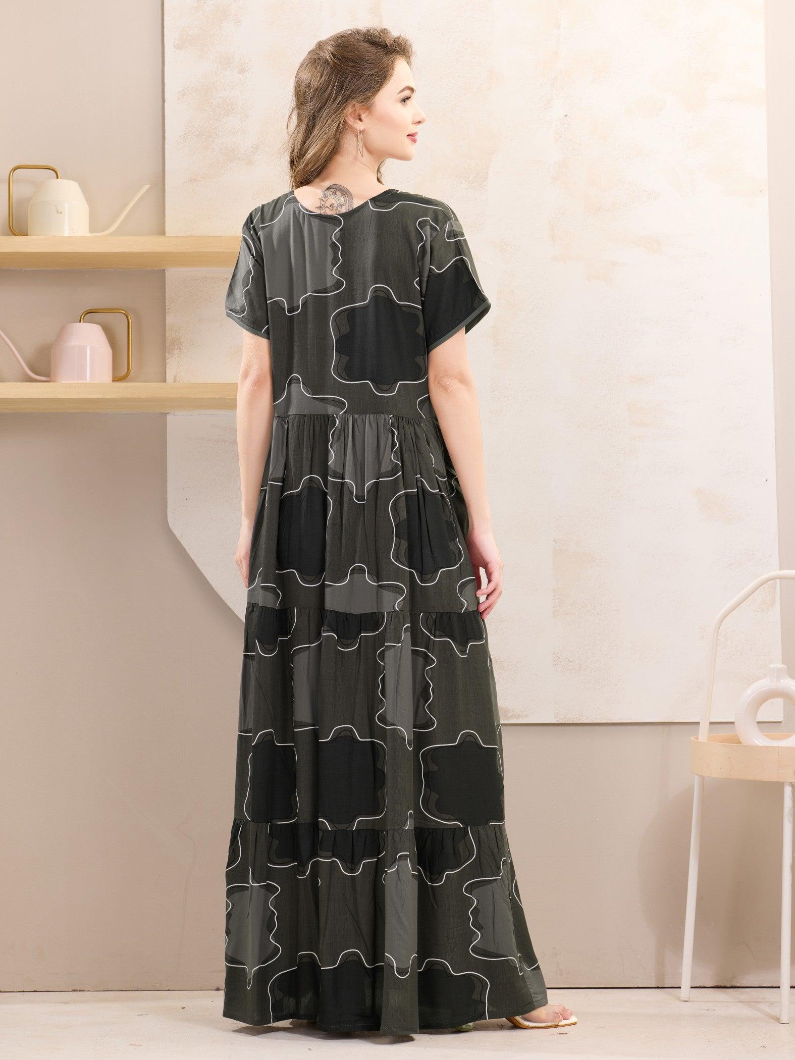 Women’s Rayon Flare Nighty – Breathable & Flowing Design - floramour.in