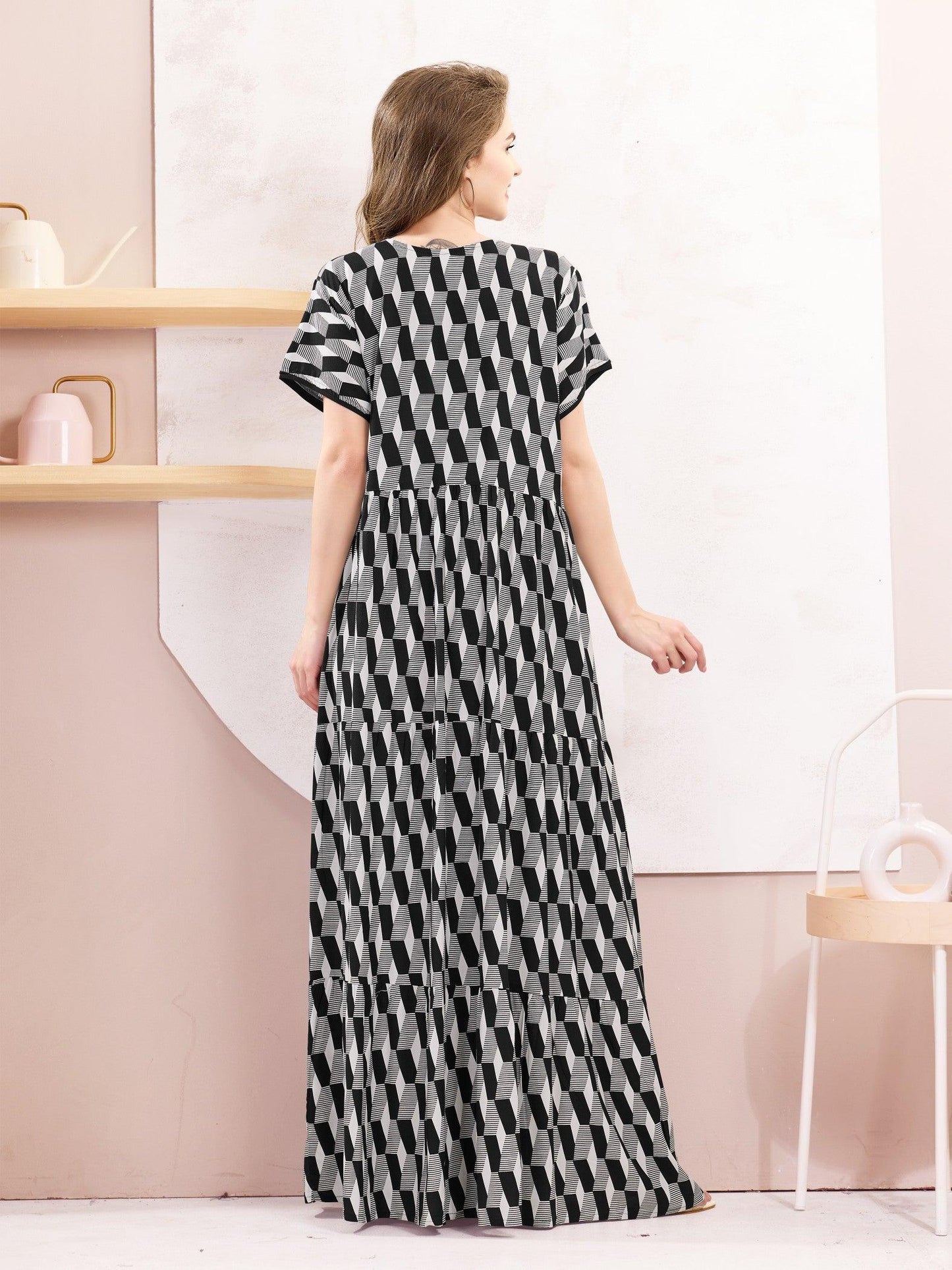 Rayon Nighty for Women – Flared Design for Extra Elegance - floramour.in