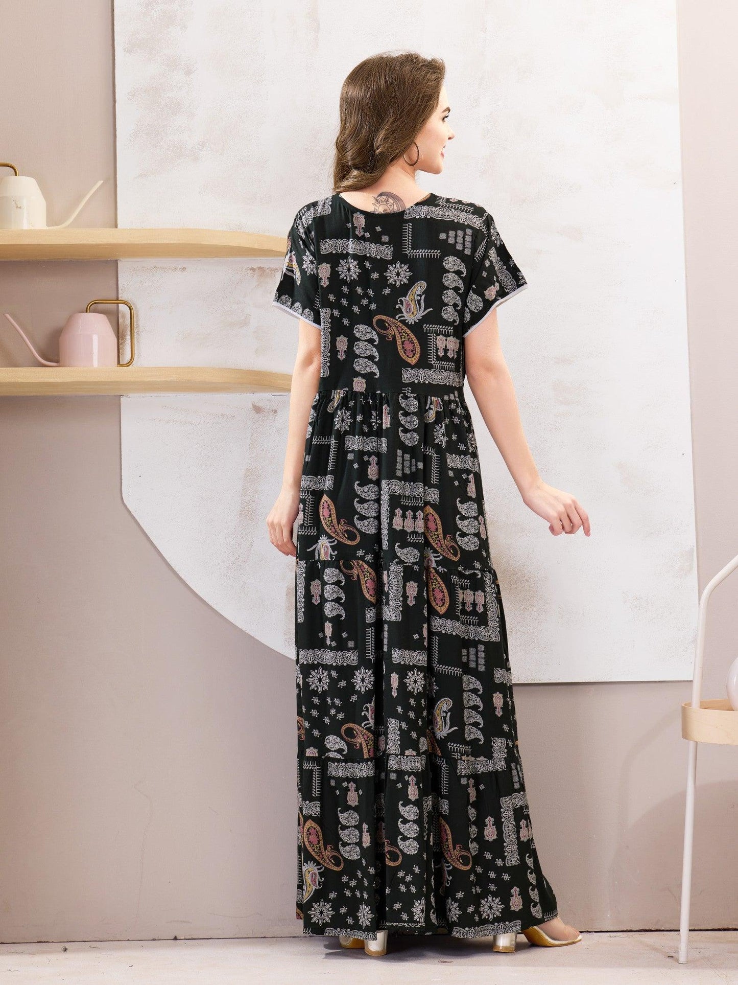 Flowy Rayon Nighty – Perfect Blend of Comfort & Fashion - floramour.in