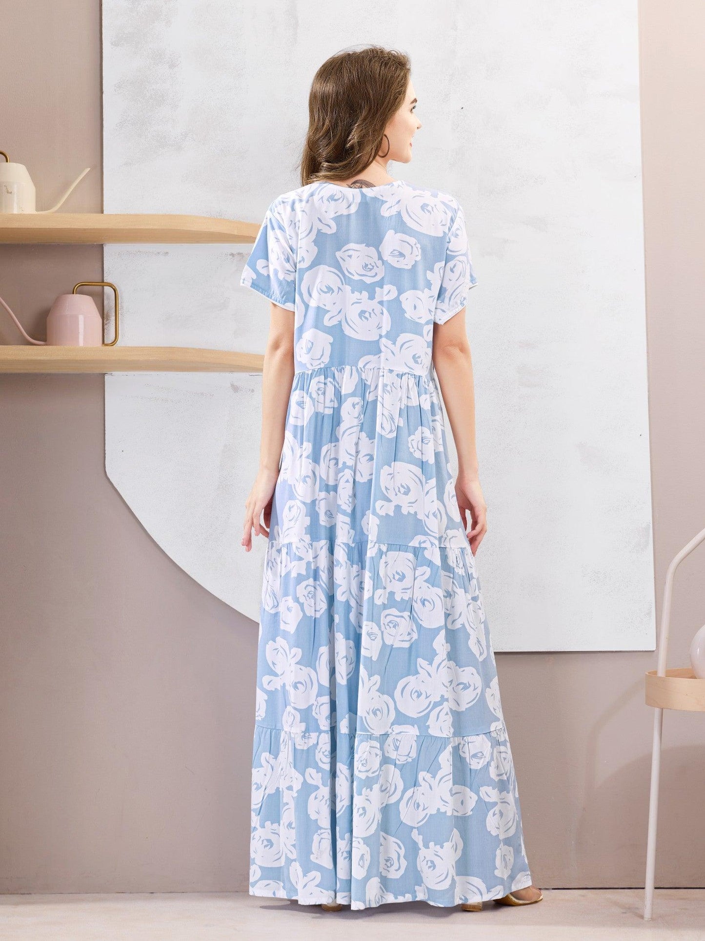 Lightweight Rayon Flare Nighty – Dreamy Sleepwear for Women - floramour.in