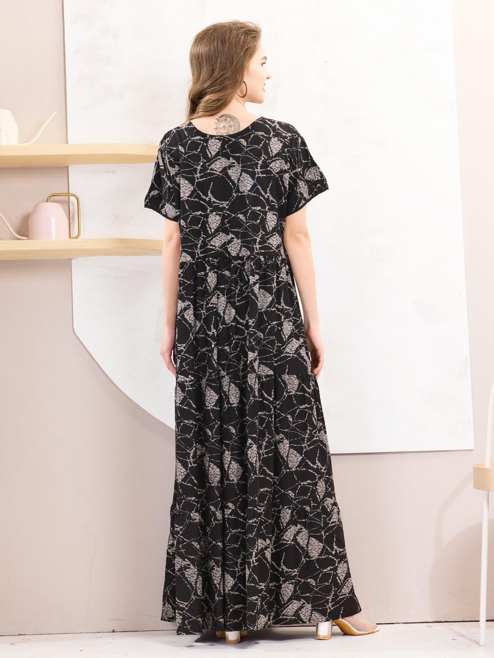 Classic Rayon Flare Nighty – Timeless Sleepwear for Women - floramour.in