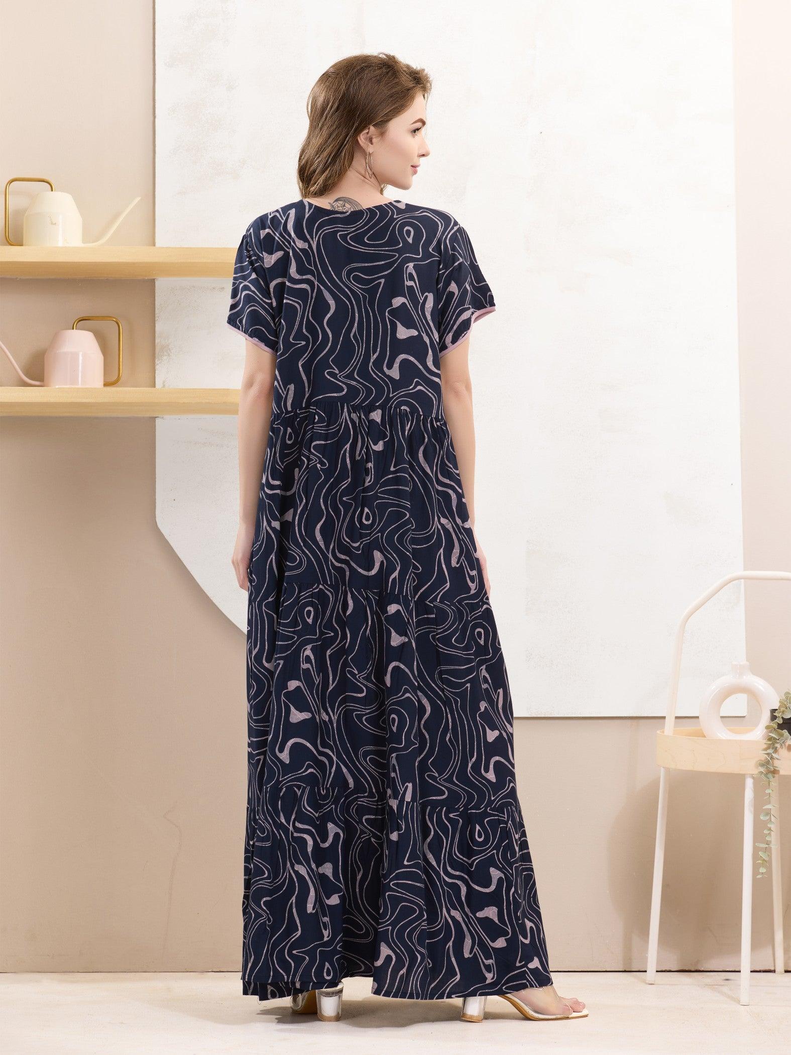 Rayon Flare Nighty for Women – Perfect for Night & Lounge - floramour.in