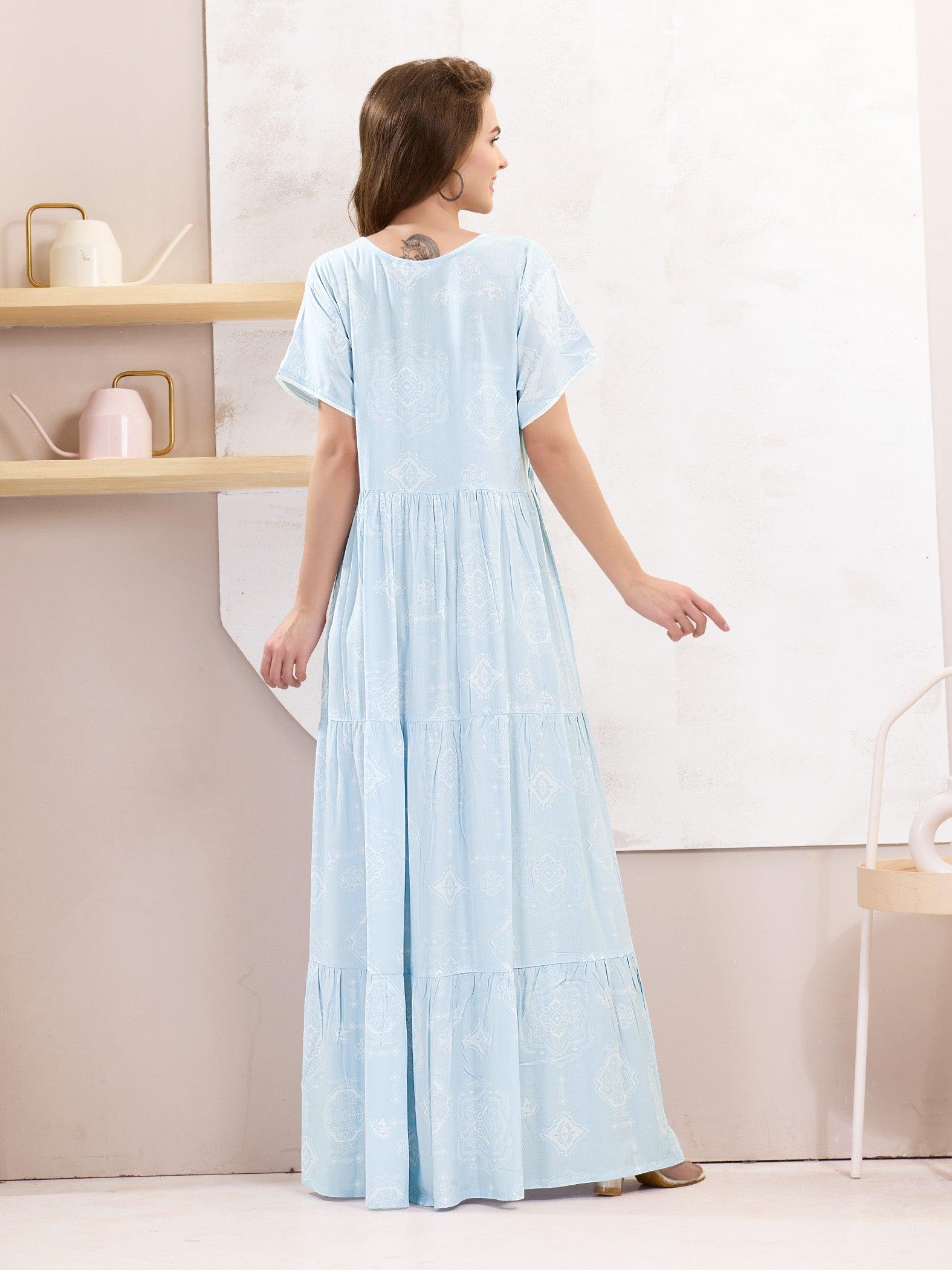 Women’s Flare Nighty in Rayon – Cozy & Stylish Sleepwear - floramour.in