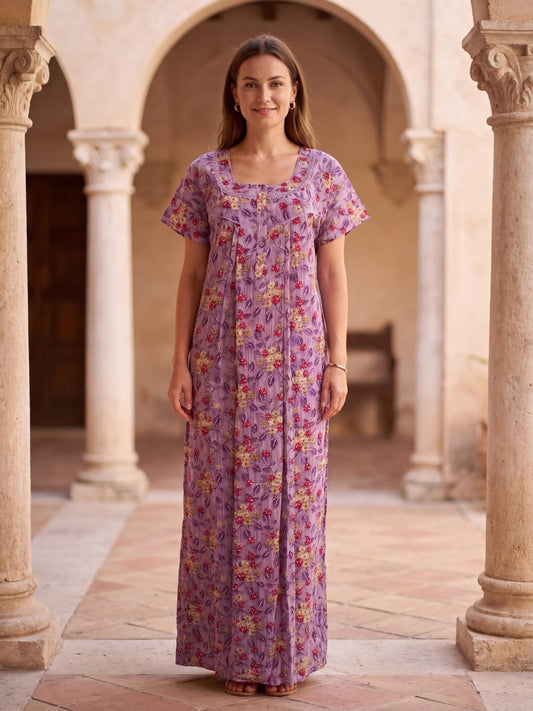 Women’s Long Cotton Nighty – Relaxed Fit Night Dress