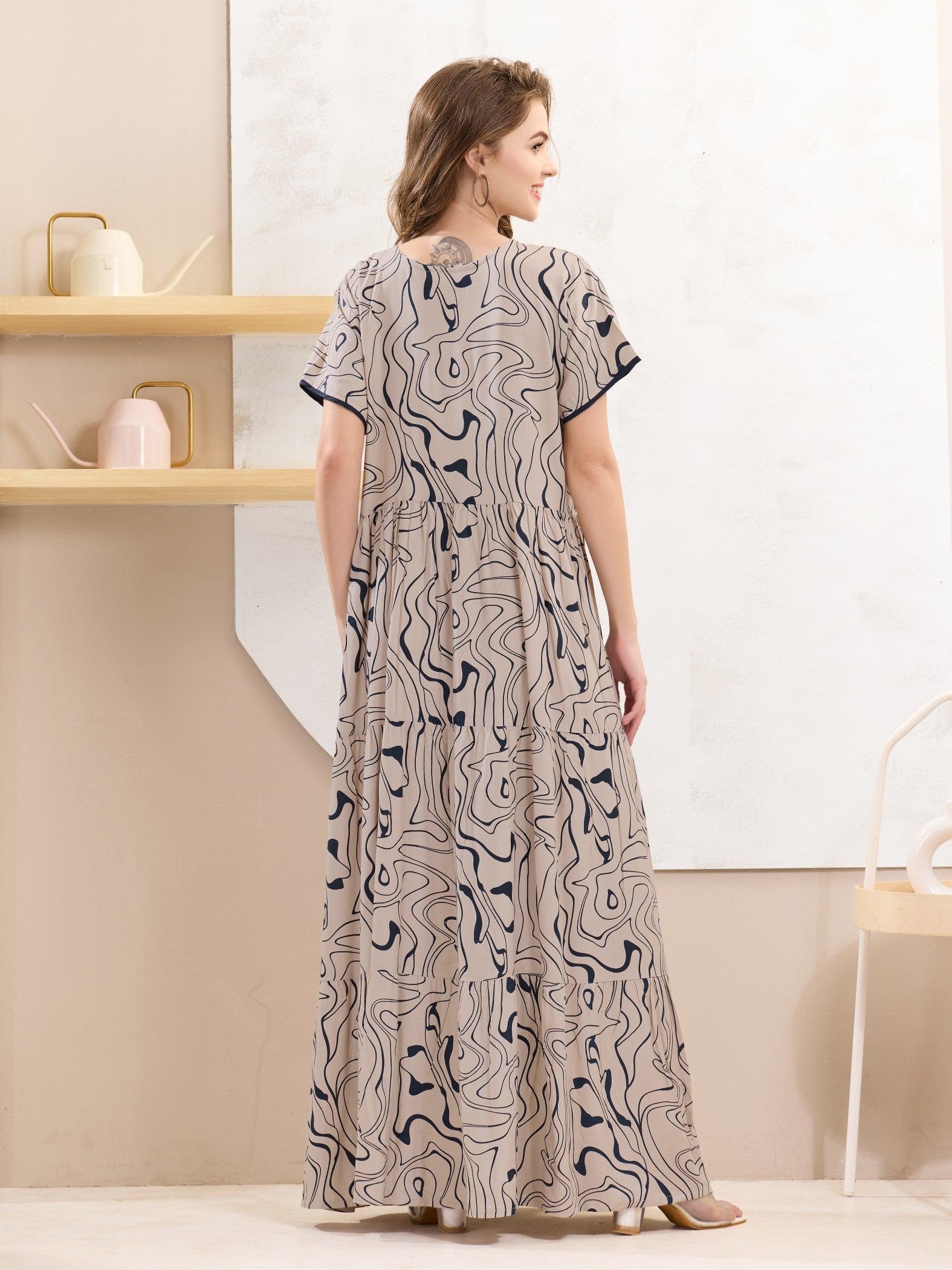 Flared Rayon Nighty – Lightweight & Comfortable Sleepwear - floramour.in