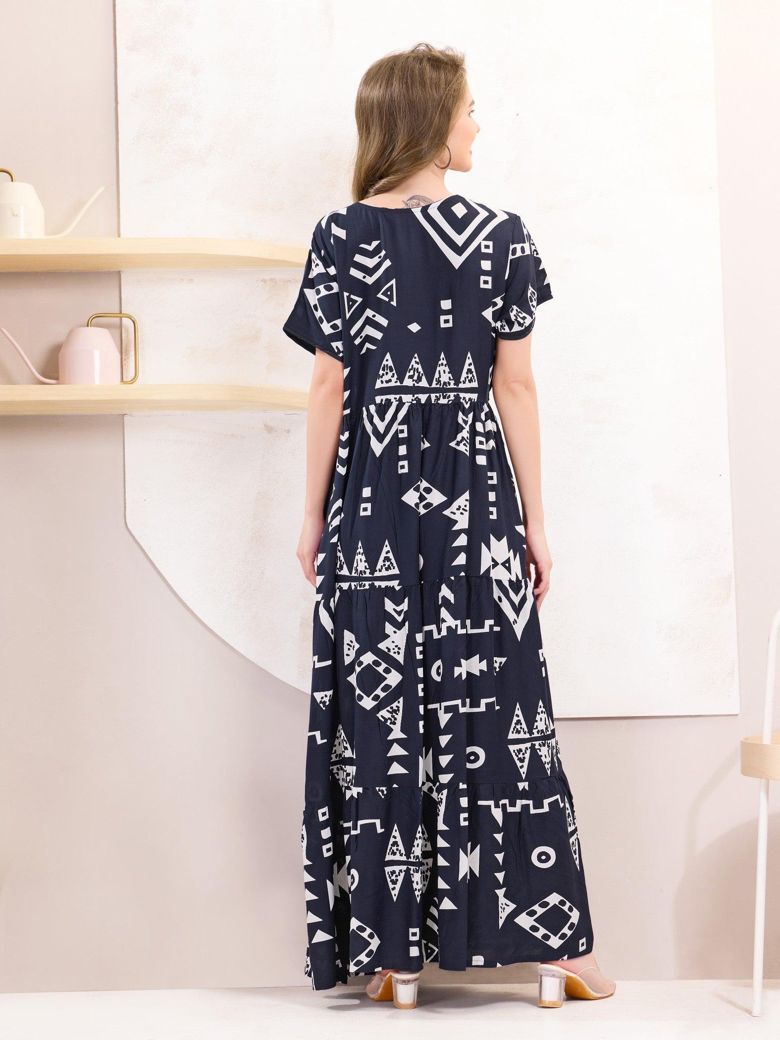 Ultra-Comfortable Rayon Flare Nighty - floramour.in