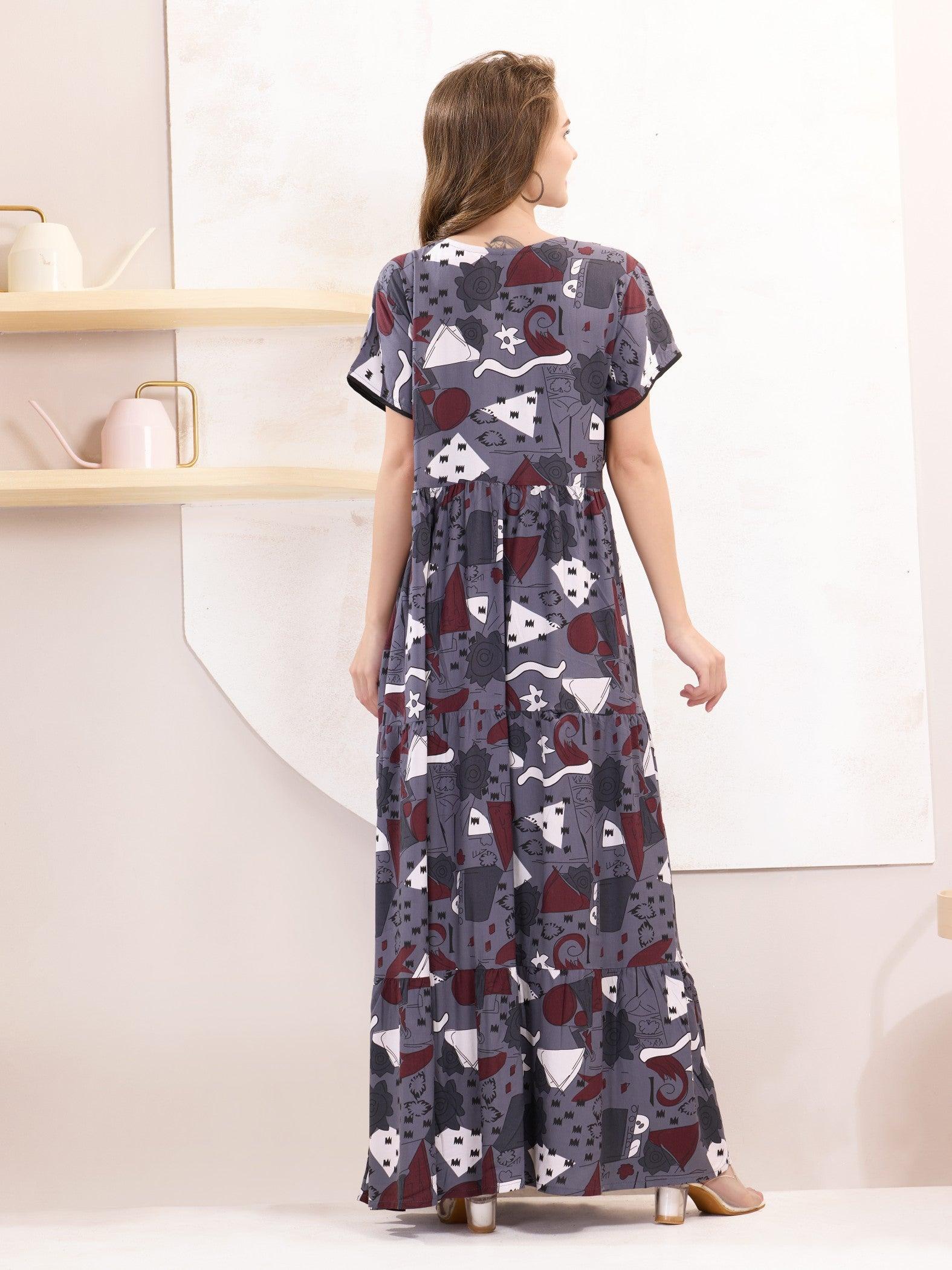 Rayon Flare Nighty – The Perfect Blend of Style & Comfort - floramour.in