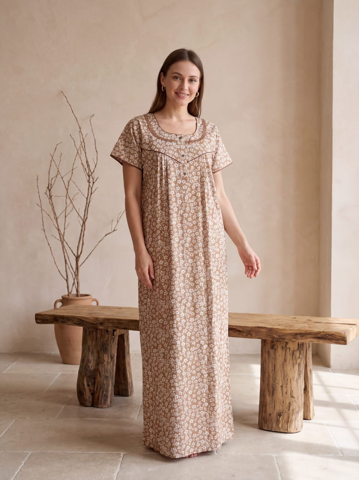 Loose Fit Cotton Nighty for Women – Comfortable Night Dress