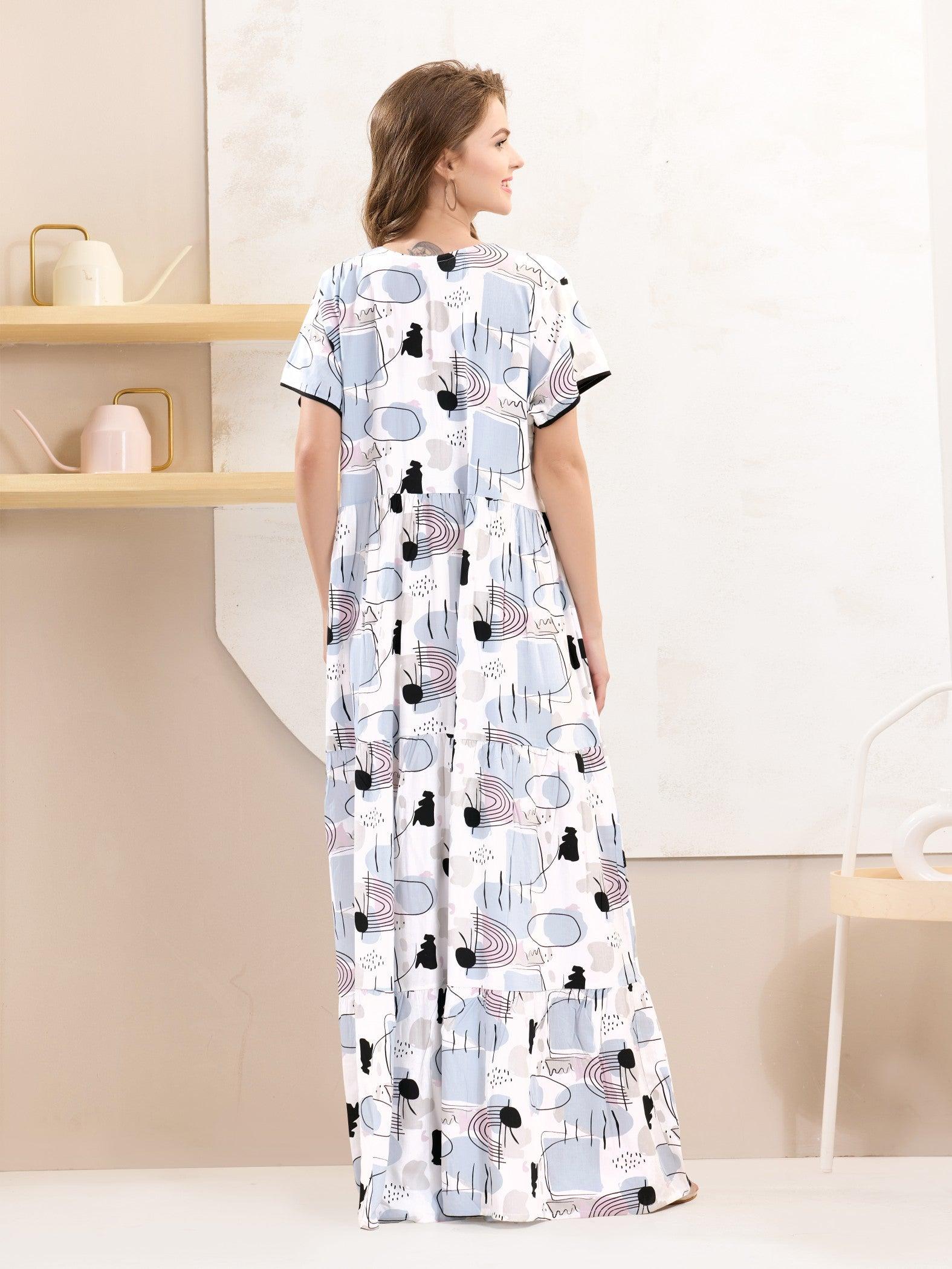 Premium Rayon Flare Nighty – Relax in Style - floramour.in