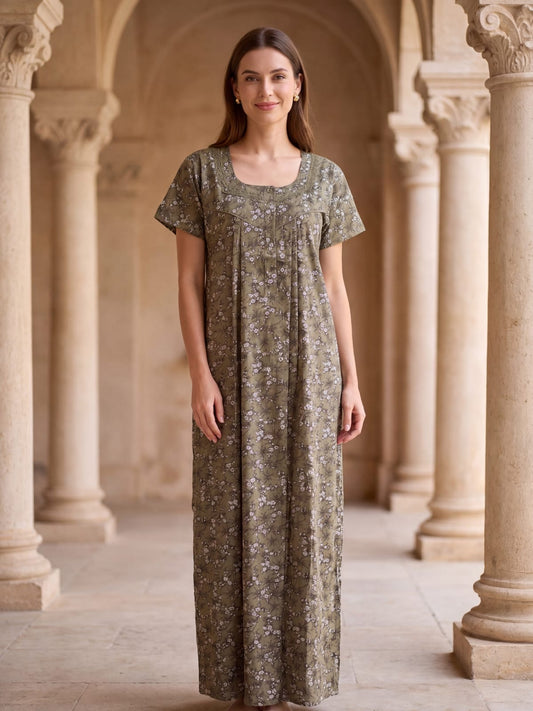 Elegant Cotton Nighty for Ladies – Premium Printed Design