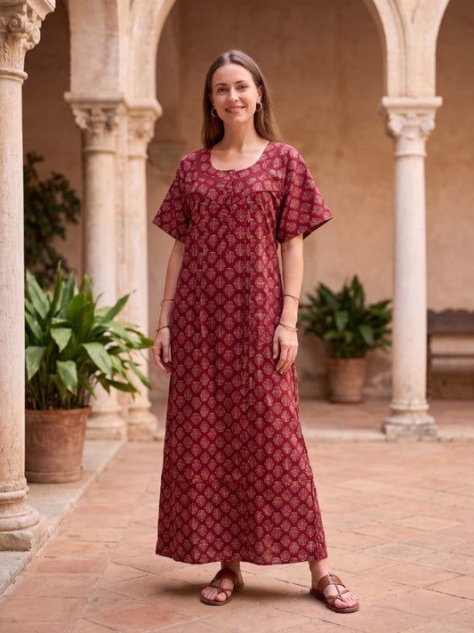 Printed Cotton Nighty for Women – Full Length Comfort Fit