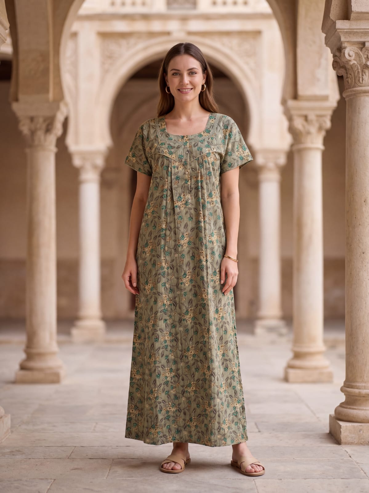 Premium Floral Print Cotton Nighty – Daily Comfort Wear