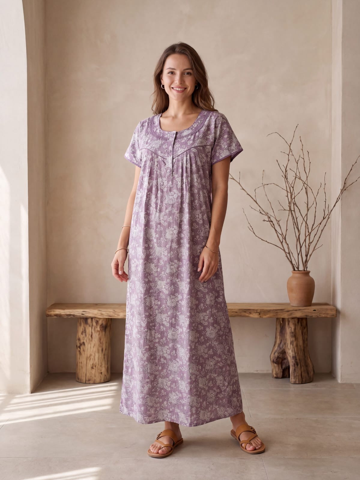 Cotton Maxi Nighty for Women – Trendy Printed Sleepwear