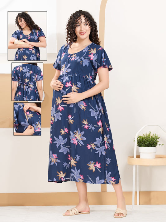 Rayon Maternity Nighty for Feeding Mothers – Lightweight & Skin Friendly