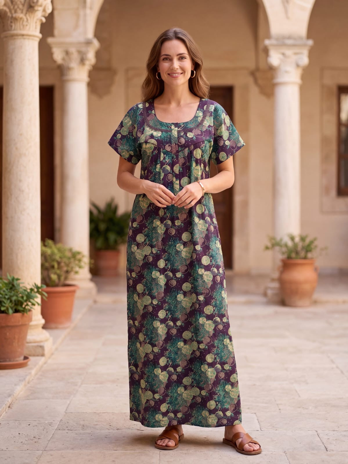 Pure Cotton Printed Nighty – Soft Fabric Sleepwear for Ladies