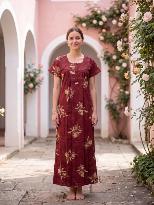 Pure Cotton Lounge Nighty for Women – Soft & Lightweight
