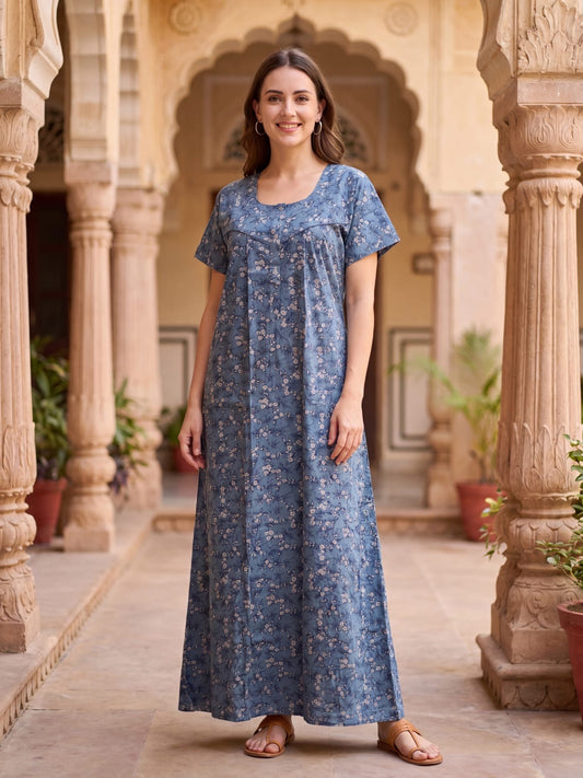 Premium Women’s Cotton Nighty – Stylish Floral Night Dress