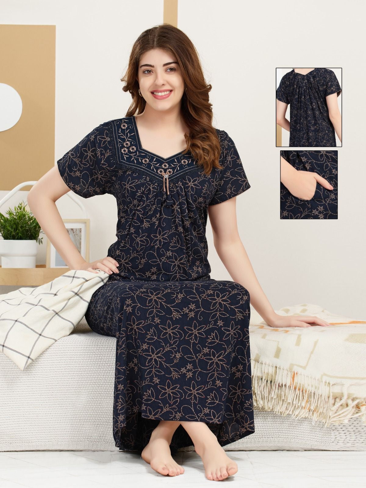 Full Length Crush Nighty for Ladies – Soft & Breathable