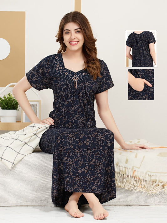 Full Length Crush Nighty for Ladies – Soft & Breathable
