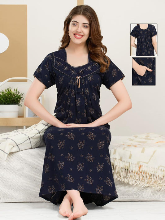 Crush Cotton Blend Nighty for Women – Daily Wear Comfort