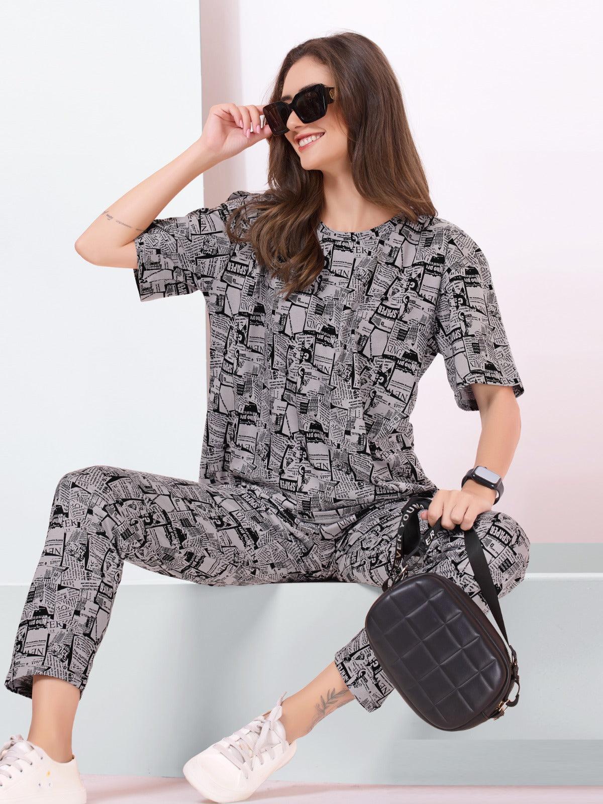 Casual Homewear Oversized Pajama Set for Everyday Comfort - floramour.in