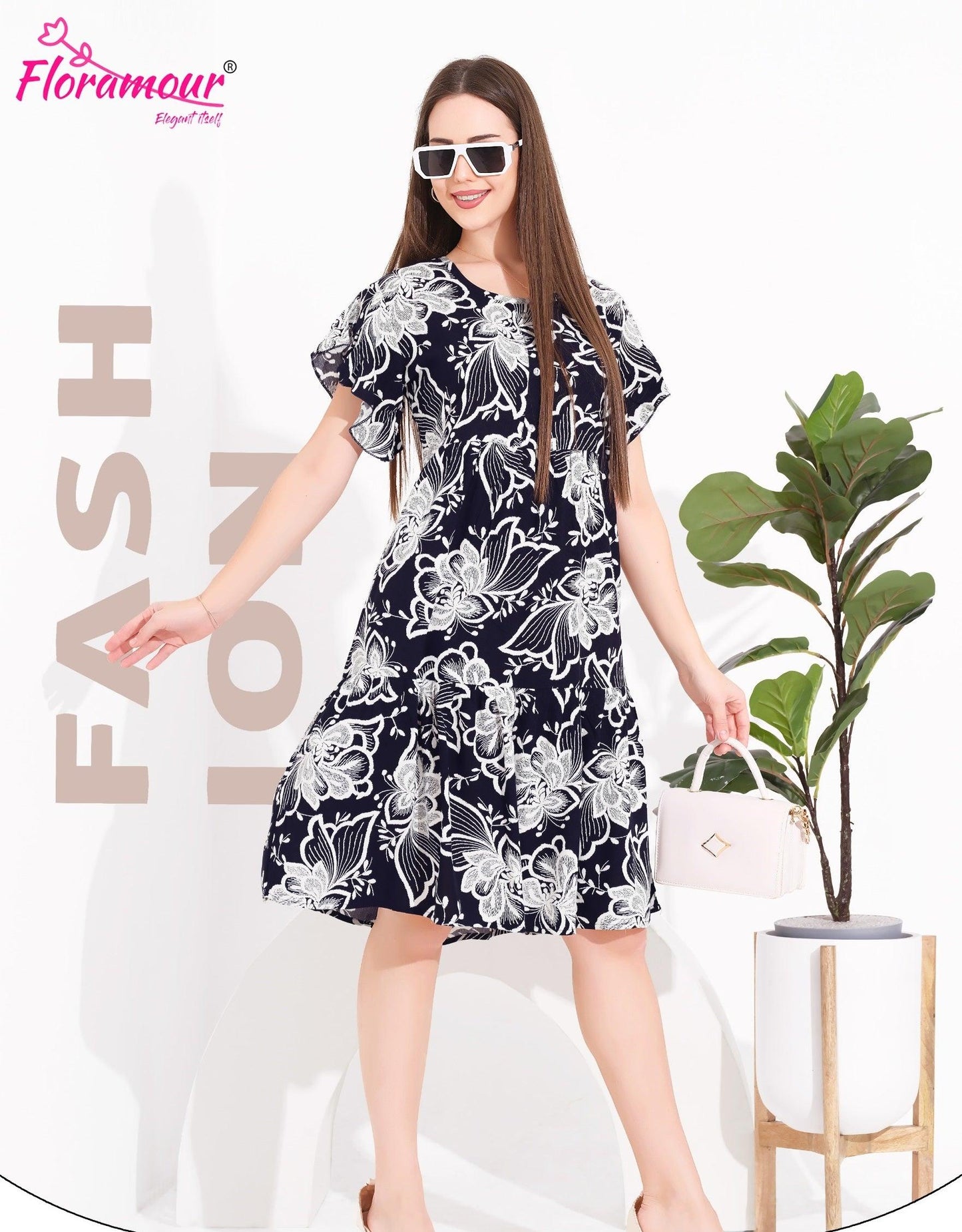 Trendy & Comfortable Rayon Short Nighty with Fancy - floramour.in