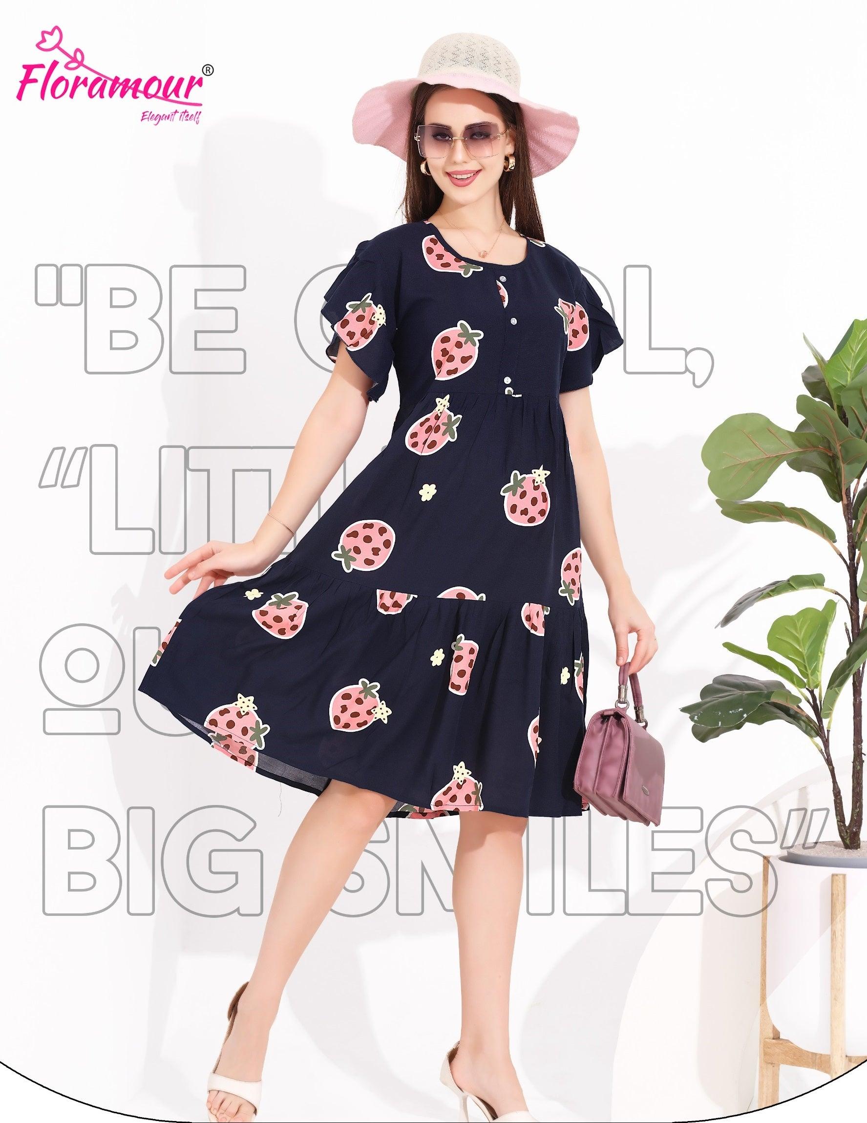 Rayon Short Nighty with Fancy Sleeves for Home Wear - floramour.in