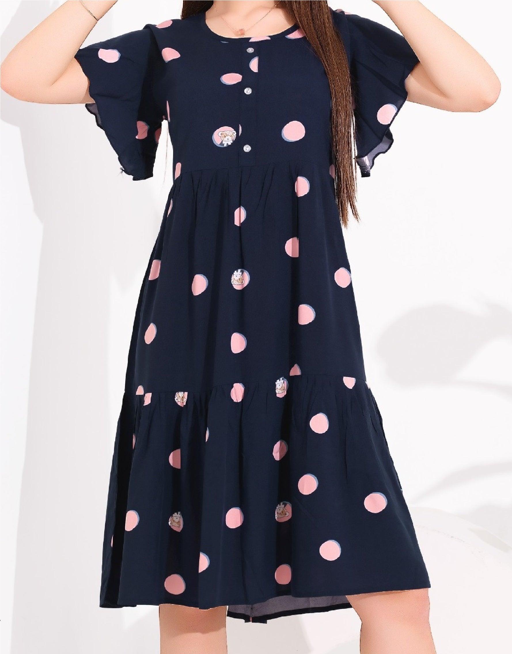 Trendy Rayon Short Nighty with Fancy Sleeves for a Relaxed Fit - floramour.in
