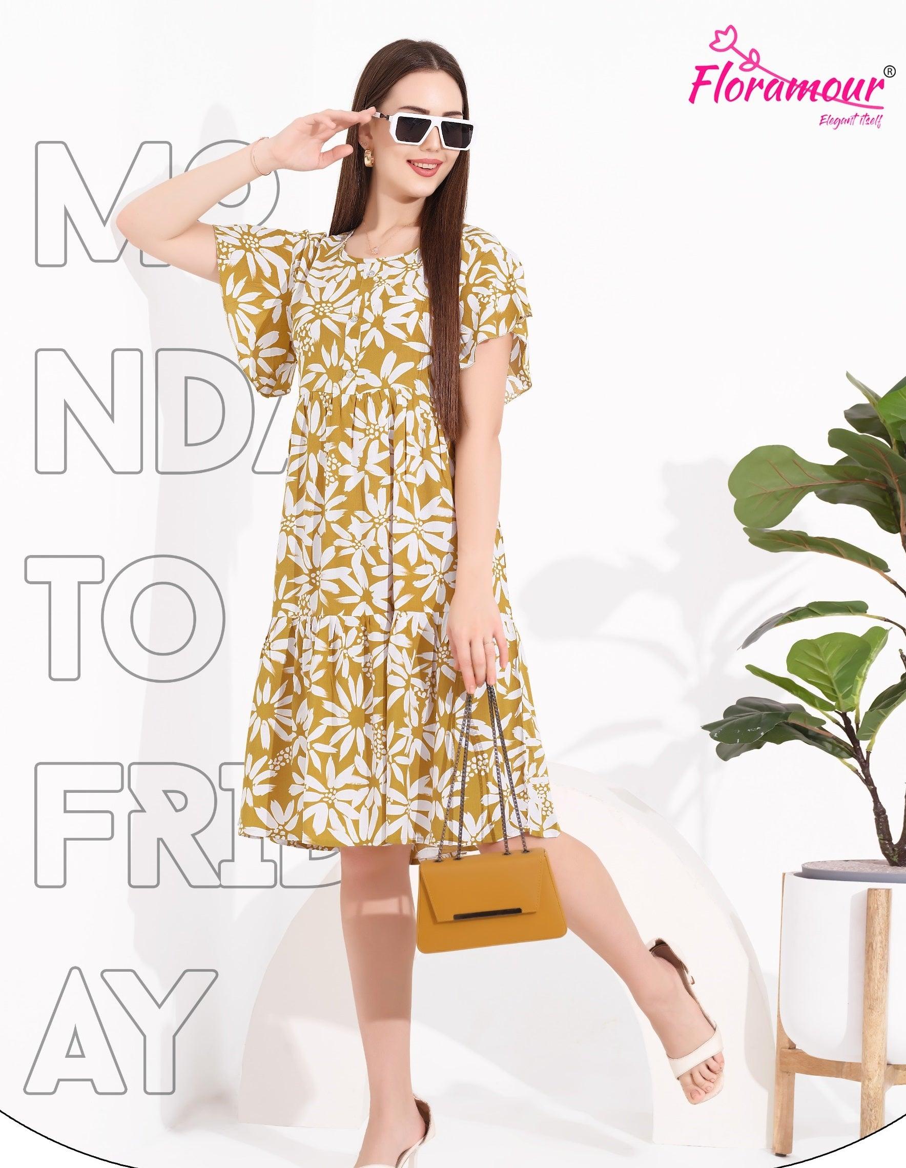 Elegant Rayon Short Nighty with Fancy Sleeves & Flared Design - floramour.in