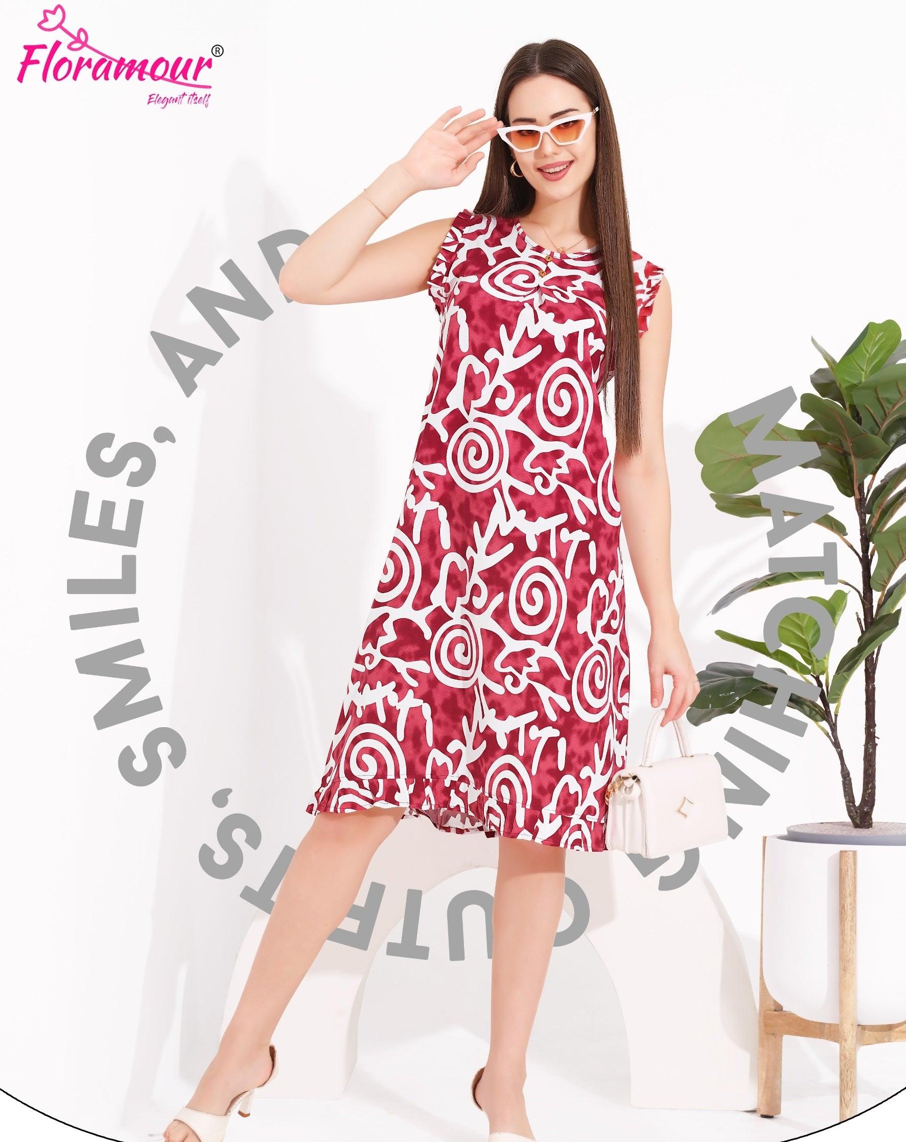 Casual Sleeveless Rayon Nighty for Lounging - floramour.in