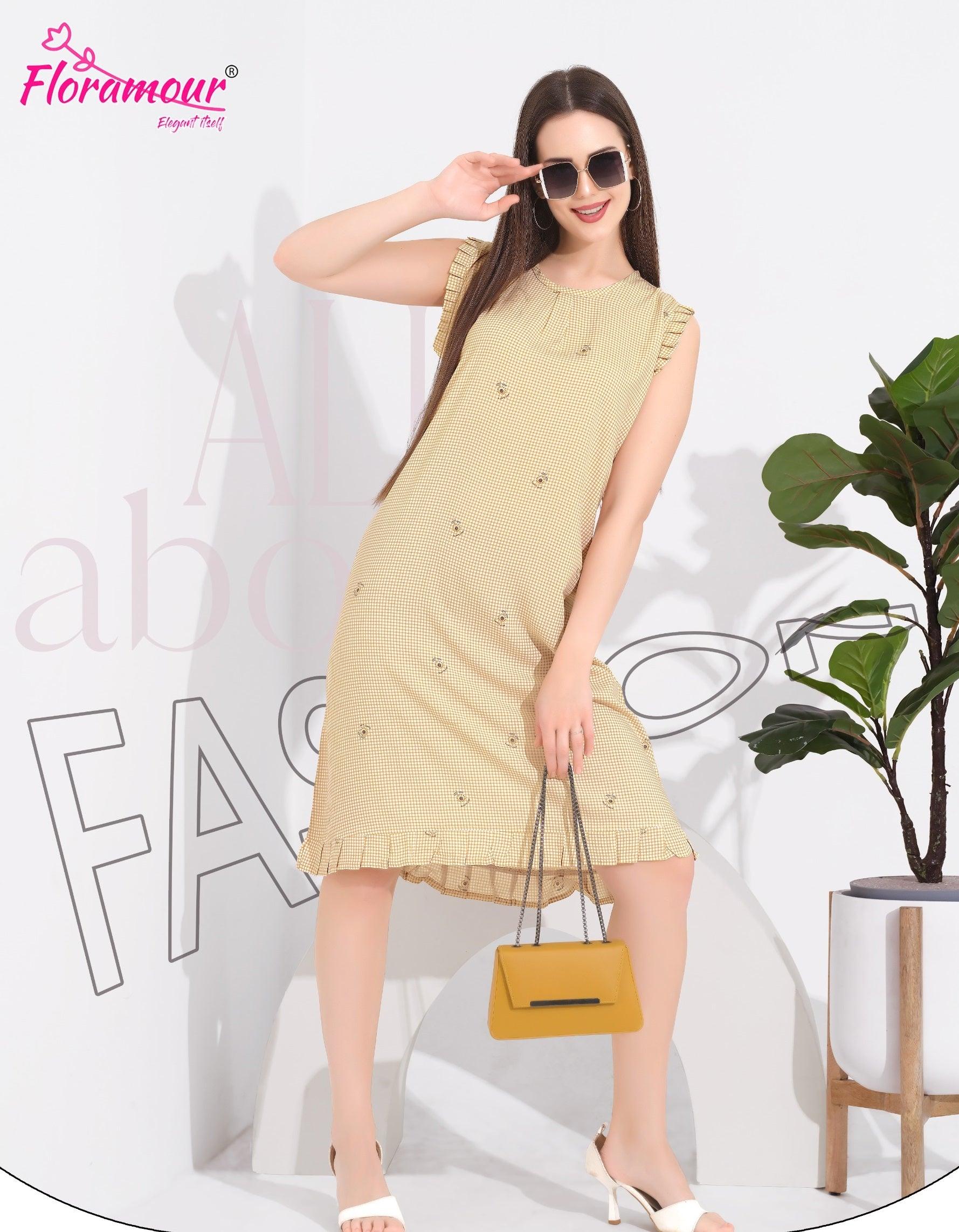 Comfortable Sleeveless Rayon Nighty - floramour.in