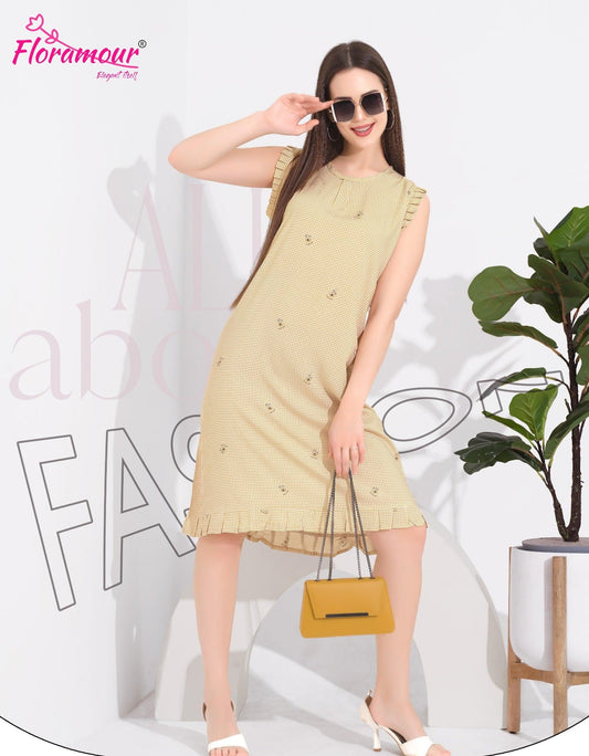 Comfortable Sleeveless Rayon Nighty - floramour.in