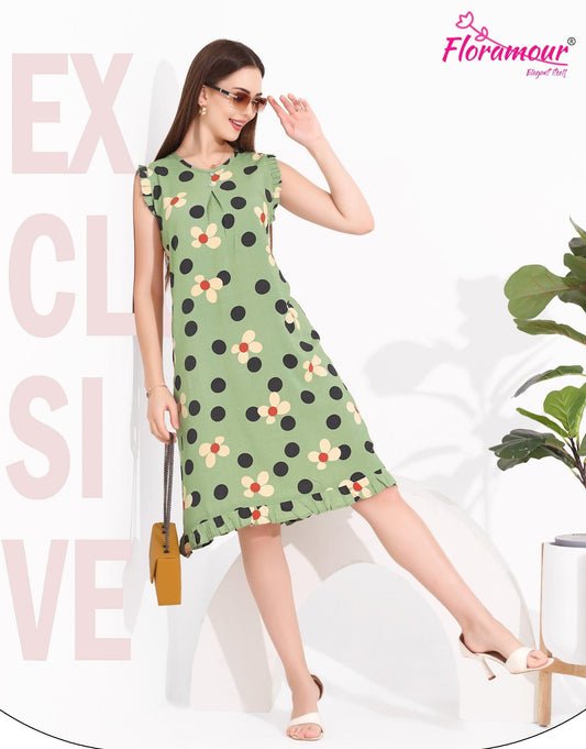 Stylish Sleeveless Nighty in Soft Rayon - floramour.in