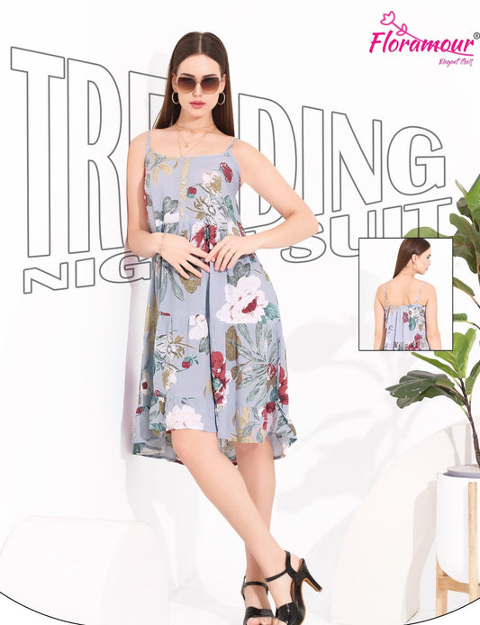 Flowy & Breathable Rayon Spaghetti Nighty - floramour.in