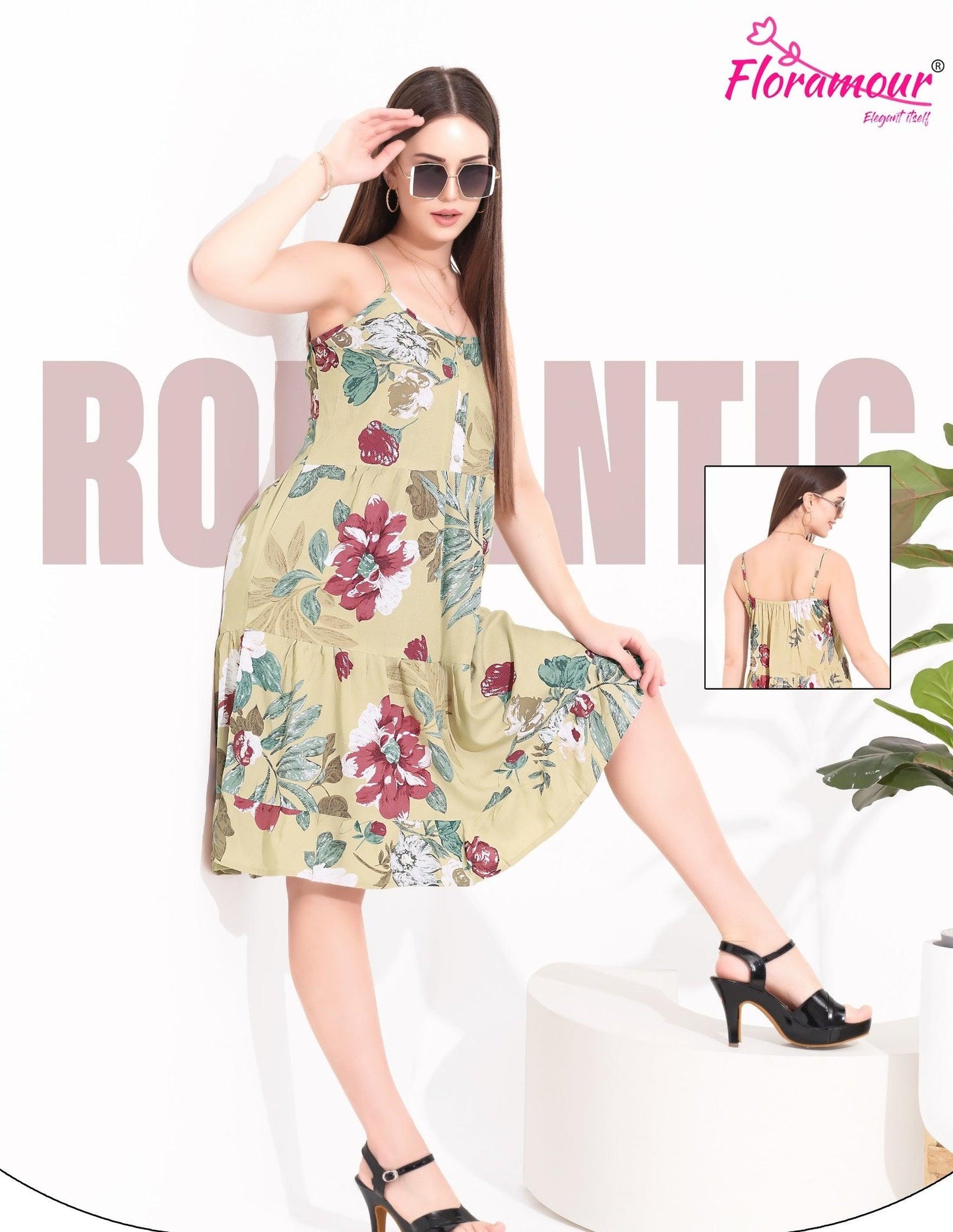 Elegant Spaghetti Strap Nighty in Soft Rayon Fabric - floramour.in