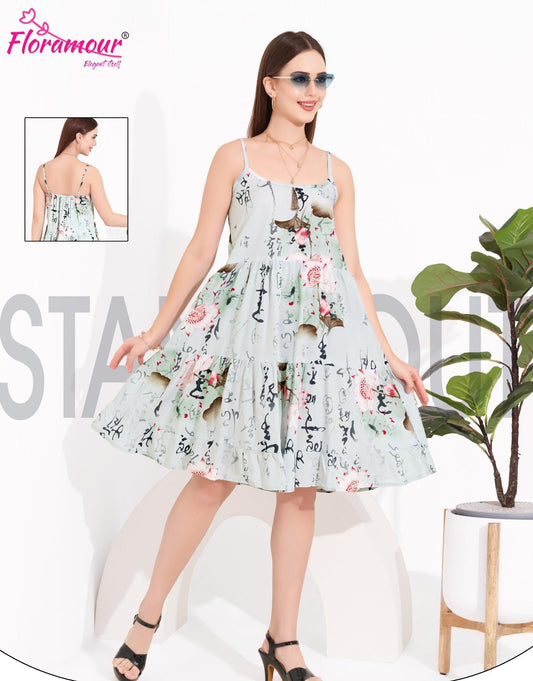 Floral Print Rayon Spaghetti Nighty for Women - floramour.in