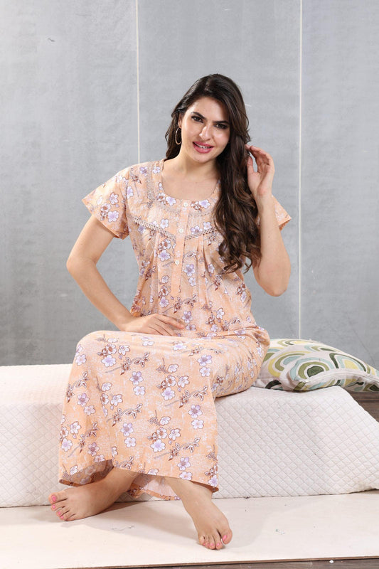 Cotton Nighty with Beautiful Neck Designs – Stay Stylish - floramour.in