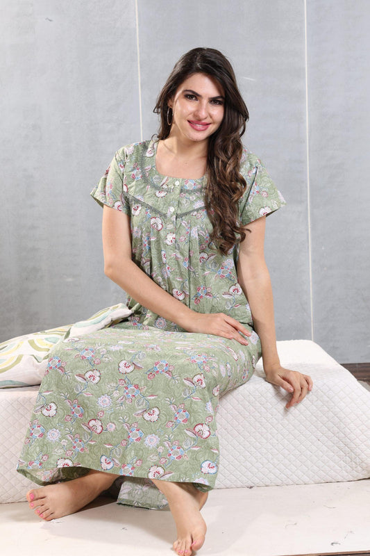 Pure Cotton Nighty for Women – Classic & Breathable - floramour.in