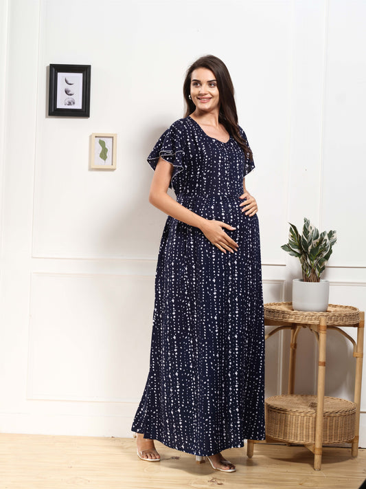 Soft Rayon Maternity Nighty with Front Zip – Nursing Friendly Nightwear