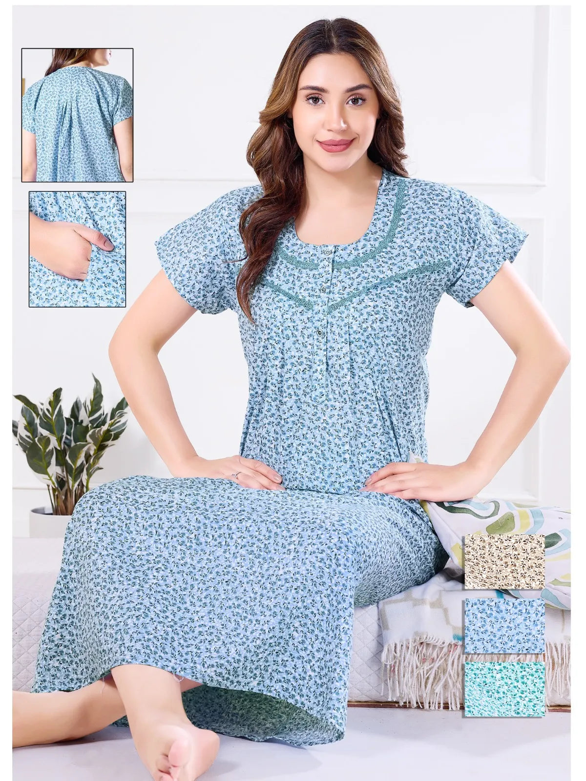 Short Sleeve Cotton Nighty – Comfortable Night Dress