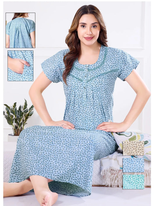 Short Sleeve Cotton Nighty – Comfortable Night Dress