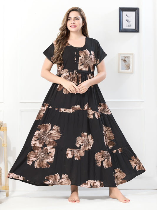 Rayon Flared Nightwear – Comfortable & Trendy Sleep Dress