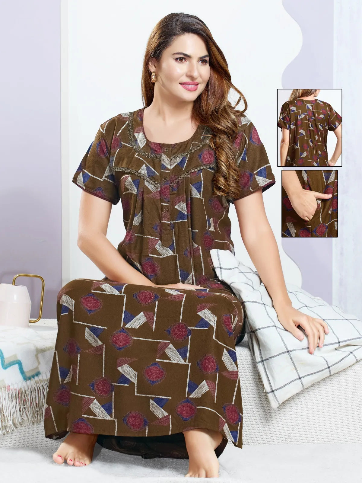 Alpine Fabric Night Dress – Stylish Nighty for Women