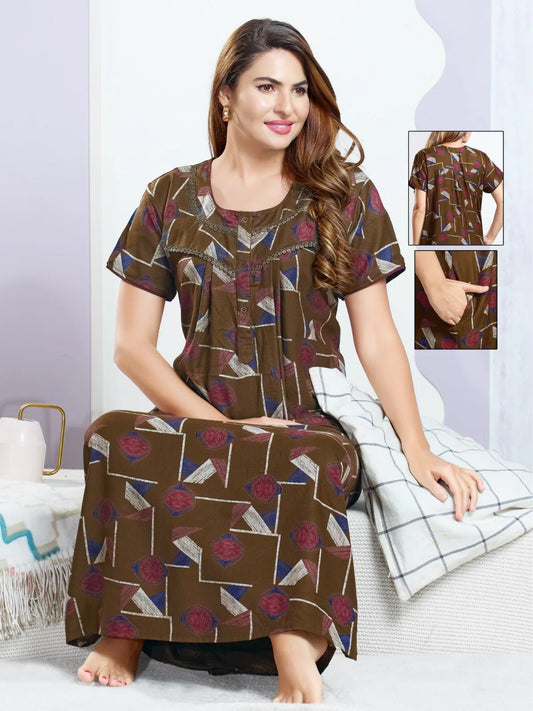 Alpine Fabric Night Dress – Stylish Nighty for Women