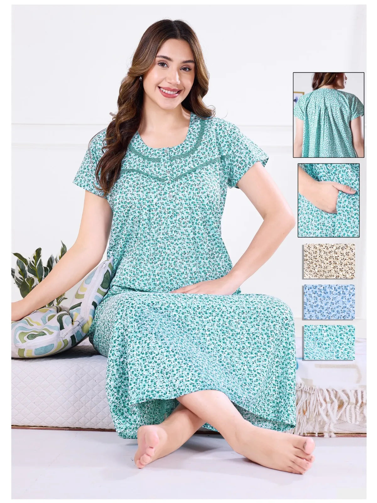 Soft Printed Cotton Nighty – Everyday Sleep Comfort