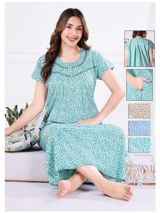Soft Printed Cotton Nighty – Everyday Sleep Comfort